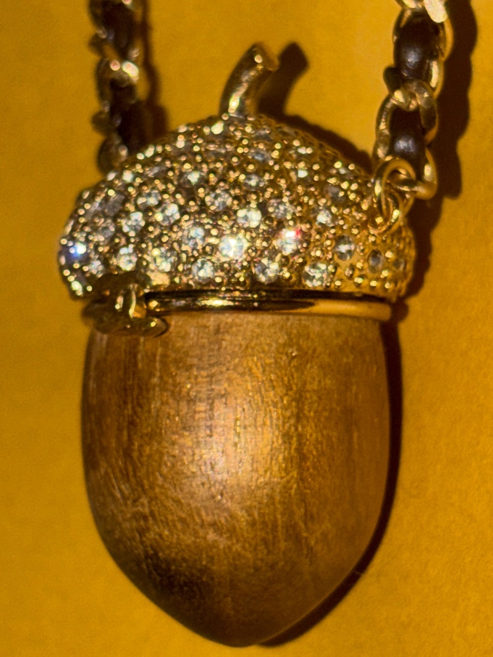 🪩 🥜🐿️   🆕 CC Crystal Wooden Acorn Pendant chain necklace 🐿️ 🪩
